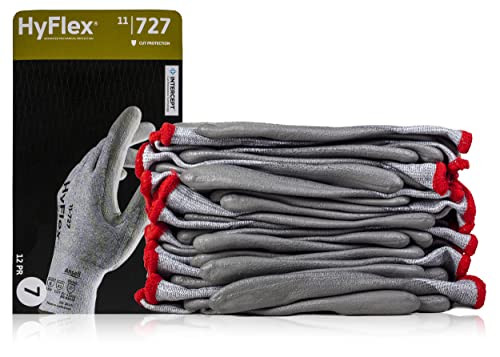 HyFlex 11-727 Cut Resistant Nylon/Spandex Industrial Work Gloves for Machinery, Auto Mechanics, Warehousing - Large (9), Grey (144 Pairs)