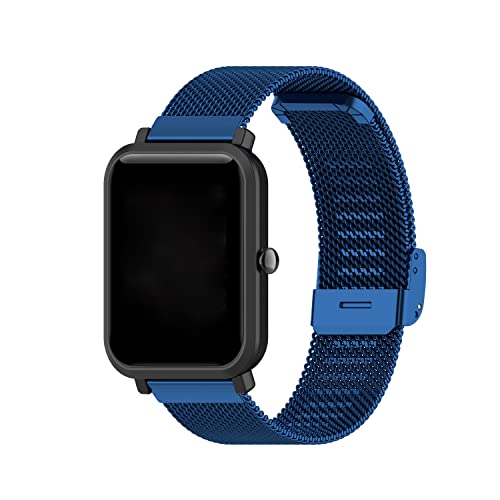 E ECSEM Metal Bands Compatible for Virmee VT3 Smartwatch Band (Not for Virmee VT3 Plus) Stainless Steel Mesh Breathable Wristband Strap for Men Women (Blue)