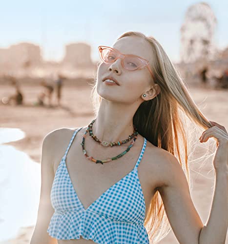 Aobei Pearl Natural Mix Color Fluorite Choker 18K Gold CZ Pave Evil Eye Pendant Necklace for Women Girls Single Cultured Freshwater Pearl Leather Necklace Boho Beach Layering Jewelry3