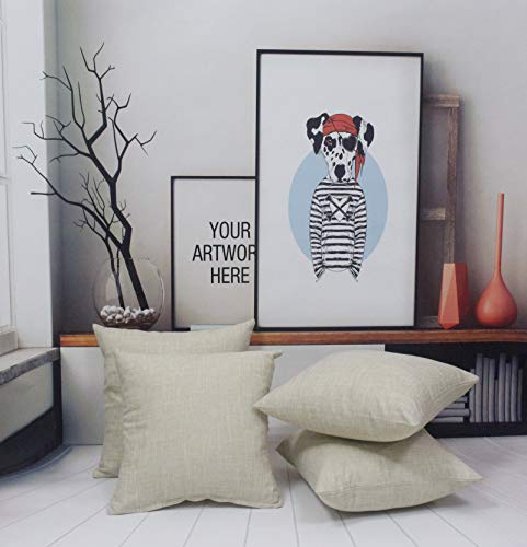 Pack 4, Linen Textured Throw Pillow Covers Set Cushion Case For Sofa Bedroom Car,18X18 Inch, Light Linen #TOP7