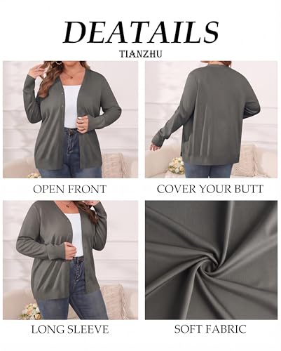 Image of TIANZHU Plus Size Cardigan for Women Button Open Front Long Sleeve V Neck Comfy Lightweight Sweaters XL-4XL