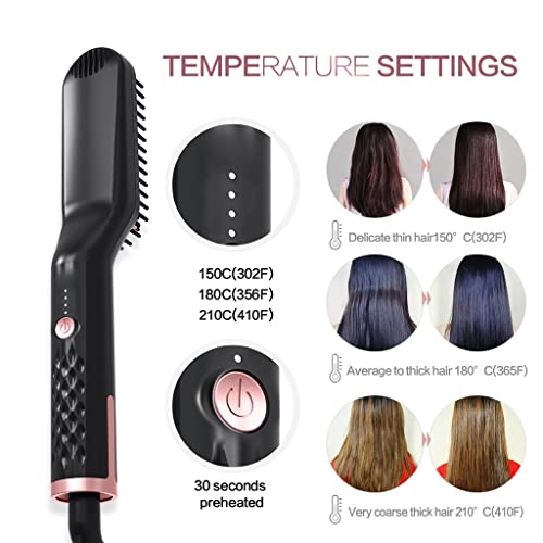 3 en 1 Alisador de Barba Calentamiento Rápido Eléctrico Rizador Multifuncional para Hombre y Mujer Peinador de Pelo miniatura 5
