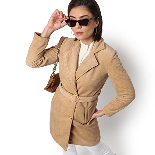 Image of PINACOLADA Women's Regular Fit Long Coat For Winter Wear | Collar Neck | Full Sleeve | Buttoned | Casual Jacket For Woman & Girl | Western Stylish Jacket For Women
