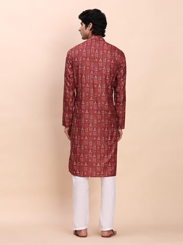 Image of Pro-Ethic Style Developer Men's Cotton Printed Kurta Pajama Set Traditional Outfit | Mandarin Collar (E-129)