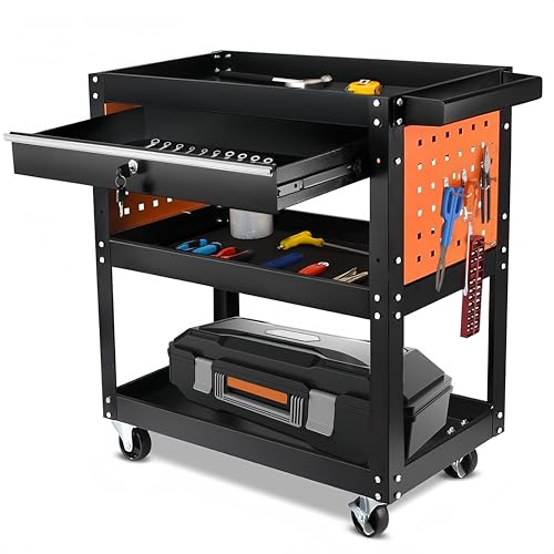 Heavy Duty Tool Trolley 350KG 3 Layer Service Cart Metal Steel Cart