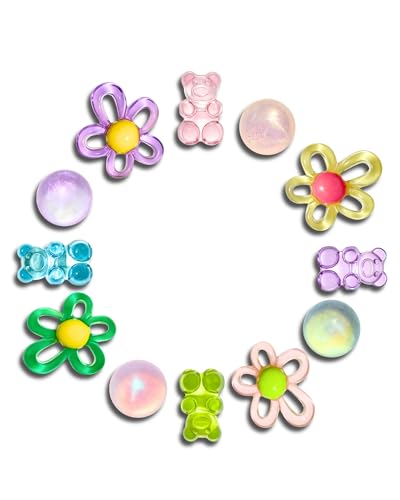 SIICCOMTT Cute Shoes Charms Lovely Flower Gummy Bear Charm for Playful Footwear Decoration 12pcs