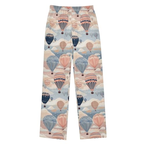Hot Air Balloon Long Pajama Pants Elastic Waist PJ Bottoms with Pockets S A1110362
