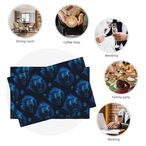 Set de table lavable et résistant à la chaleur en lin bleu - 8