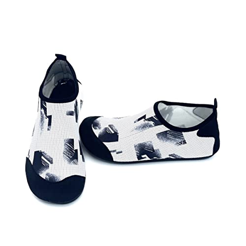 AUXDIQ Simskor badskor, vattenskor, strandskor, barfotaskor, snabbtorkande för kvinnor och män, Svart och vit, 38/39 EU