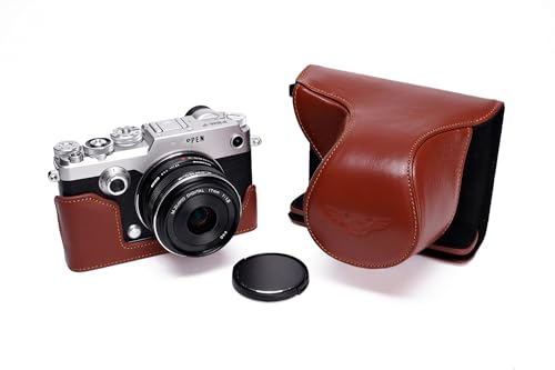 Appareil photo plein de couverture de cas sac pour Olympus Pen F cuir véritable marron