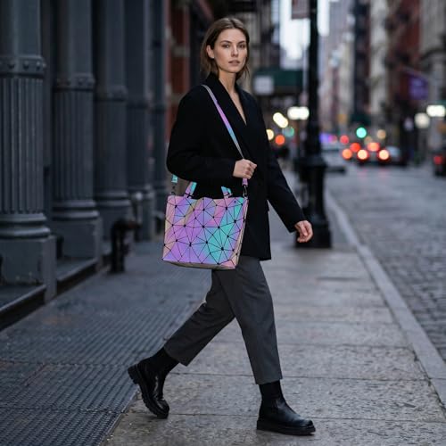 Bolso geométrico para mujer bolso holográfico reflectante miniatura 3