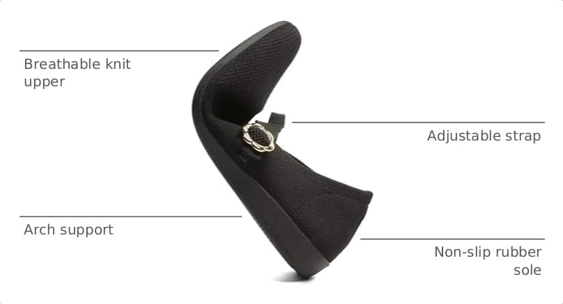 Image of Women's Flats Mary Jane Ballet Flats Comfortable Knit Casual Ballerina Walking Dressy Office Slip-on Shoes with Adjustable Straps