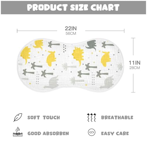 4 Pack Baby Burp Cloths, Soft Absorbent Burping Cloths for Babies, Cotton Milk Spit Up Rags, Large Size for Newborns, Baby Boys and Girls (Playful Dinosaur)4