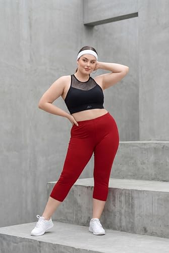 Image of TRASA Women's Cotton Capri Leggings, Stretchable 3 /4 Length Crop Pants, Comfortable, Plus
