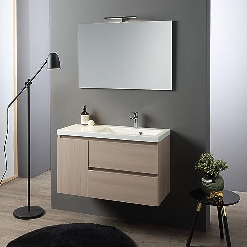 Mobili Bagno Mobile Bagno Sospeso 60cm Con Lavabo Grigio, Design