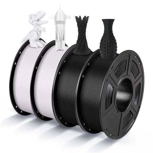 Image of ANYCUBIC PLA 3D Printer Filament Bundle 4KG, 3D Printing PLA Filament 1.75mm Dimensional Accuracy + /- 0.02mm, 4 Pack 1KG Spool (2.2 lbs), 2 Pack of Black & 2 Pack of White