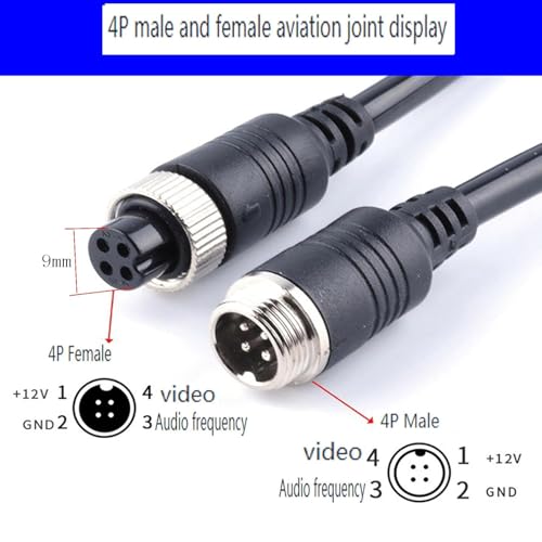 Image of Backup Camera Extension Cable, Car Video 4Pin Aviation Extension Cable, for CCTV Rearview Camera Car Truck Trailer Camper Bus Motorhome Vehicle Backup Monitor Waterproof Shockproof System 10FT /3M