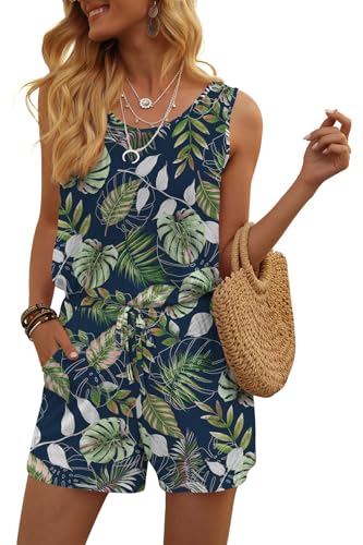 Image of DouBCQ Womens Summer Casual Sleeveless Loose Jumpsuits Romper with Pockets