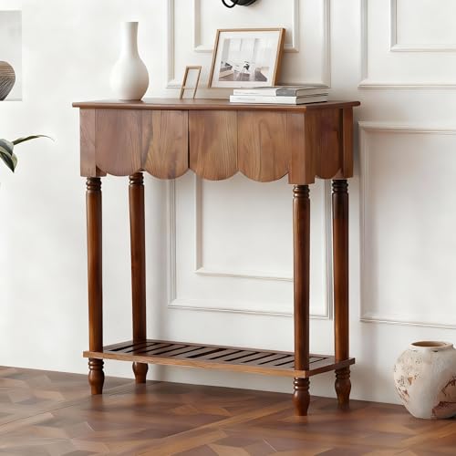 UACSYBH Wood Console Table with 3 PCS Drawers, Narrow Entryway Table with Storage Shelf, Mid-Century Hallway Accent Table, Behind Couch Sofa Table for Living Room (46.4