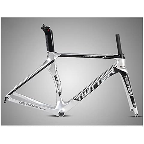 YOJOLO Carbon Road Bike Frame With Fork EPS C Brake Road Racing Frame BB86 Bicycle Frame 46/48/50/52/54cm Quick Release F100/R130mm,for 700C Wheel (Color : Silver, Size : 48CM) Cover