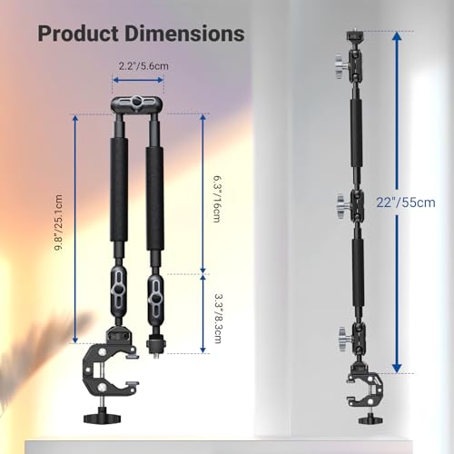 NEEWER 22\ Magic Arm mit Klemme, Überkopf Tischkamera Telefonhalterung mit Doppel Kugelkopf Gelenkarm, 1/4\ 3/8\ Gewinde, Telefonhalter kompatibel mit iPhone DSLR Action Kamera Videoleuchte, UA057