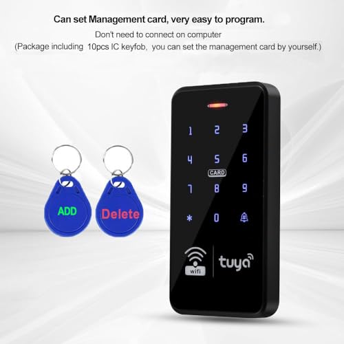 WiFi-TUYA-Smart-APP-Access-Controller-125KHz-1356MHz-RFID-KeyboardIP68-Waterproof-Touch-Panel-Backlight-Stand-Alone-Door-Access-Control-Keypad-10pcs-Blue-Keyfobs-Tags