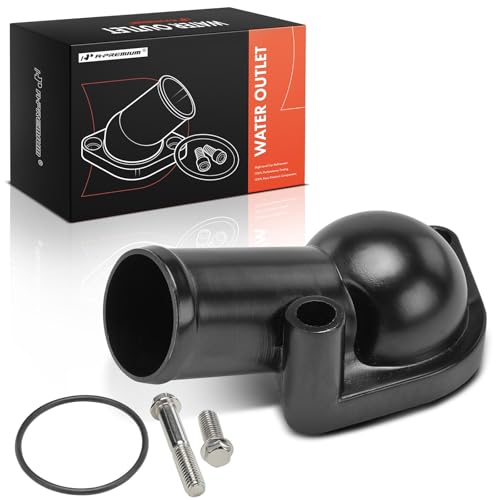 A- Black Aluminum 15° Water Neck/Thermostat Housing Chevy,