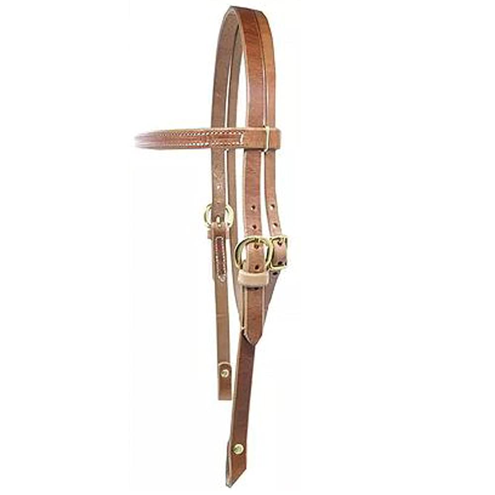HILASON 3/4 in Straight Browband Horse Headstall Chicago Screw Cheeks Brown