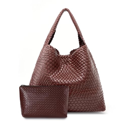 MELOLILA Large Woven Tote Bag for Women Weave Purse Woven Leather Handbag
