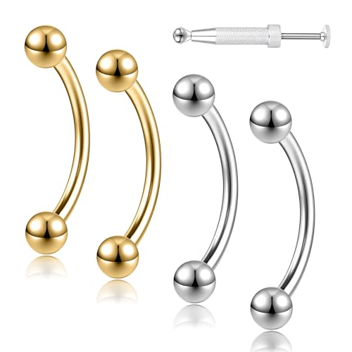 6ixGosh G23 Titanium 20G 18G 16G 14G Eyebrow Piercing Jewelry Rook Rings Curved Barbell Tiny Eyebrow Ring Internal Thread Labret Lip Daith Rook Earrings Navel Belly Button Rings 1