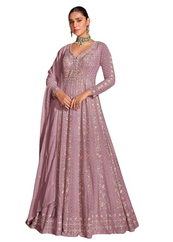 Costume Anarkali 13672 en soie : La tenue chic pour mariages et fêtes