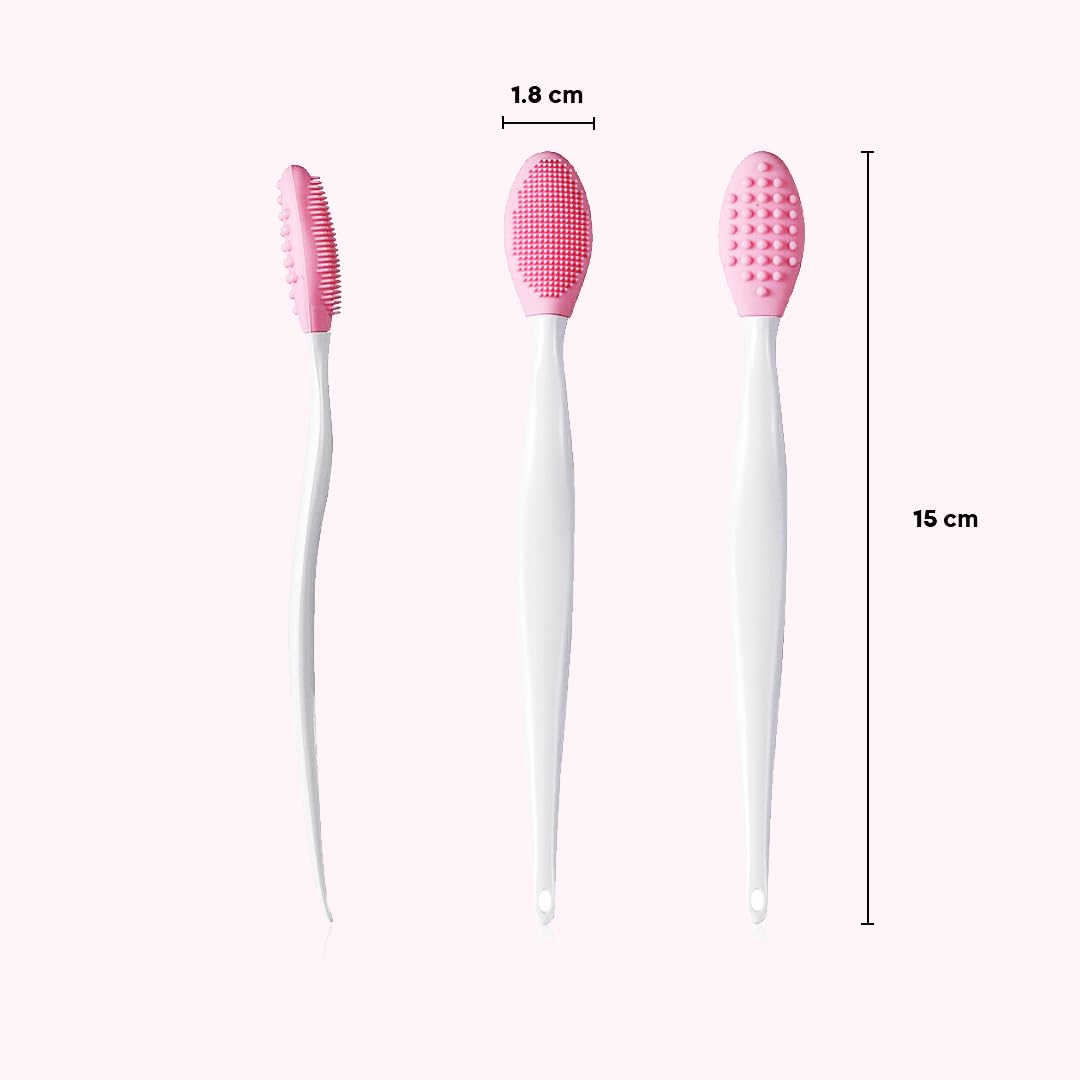 Gleva Silicone Skincare Lip/Nose Exfoliator Deep Cleaning Blackhead Remover Facial Cleansing & Face Scrubber Brush, Double-sided Soft Lip Brush for Smoother and Fuller Lip Appearance Pack of 1 (Pink) 3