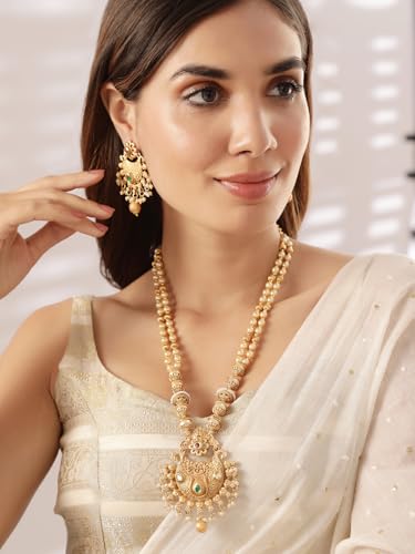 Image of Rubans Gold Plated Necklace Set Traditional Festive Jewellery for Women & Girls