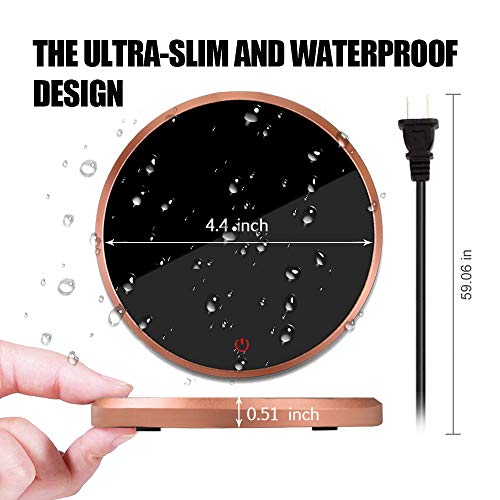 Image of Coffee Mug Warmer - KRGMNHR 18Watt Auto Shut Off Cup Warmer for Home Office Desk Use, Electric Beverage Warmer Heating Plate for Cocoa,Tea, Water, Milk, Rose Gold