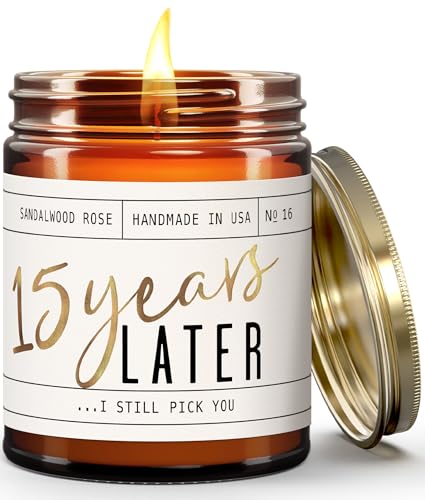 15th Year Marriage Anniversary - '15 Year Later' Candle,w/Sandalwood Rose