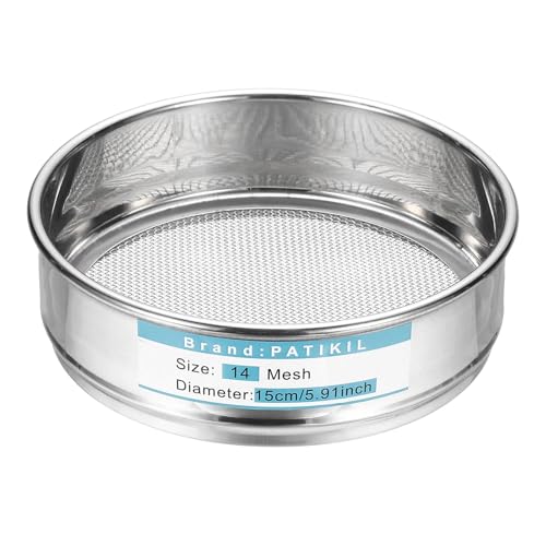 PATIKIL Lab Sieve 14 Mesh 1.43mm 5.9"/15cm Diameter Sifting Screen