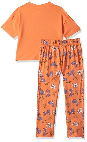 T2F Girls Cotton Printed Oversized Fit Crop Top and Pant Pajama Set