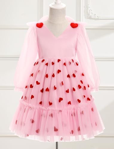 IBTOM CASTLE Kids Girls Valentine's Day Dress Birthday Strawberry Dress Princess Ruffle Tulle Dress Wedding3