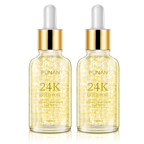 24K Vitamin C Serum for Face 2 PACK, Facial Serum with Vitamin C and Hyaluronic Acid, Facial Moisturizer 2 Pack Vitamin C Serum