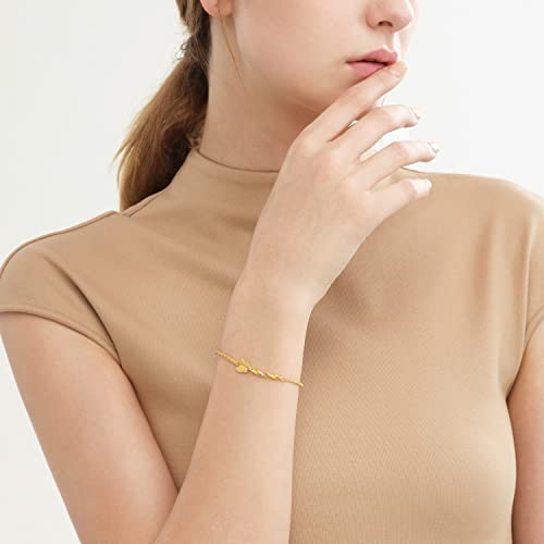 CHOW SANG SANG 999.9 24K Solid Gold Price-by-Weight 7.11g Gold Butterfly with Twirling chains Bracelet for Women 13954B | 6.6 Inches, (17 CM)3