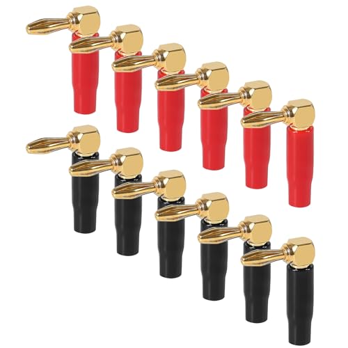 Conectores banana 4mm ángulo 90° dorados 12 piezas miniatura 1