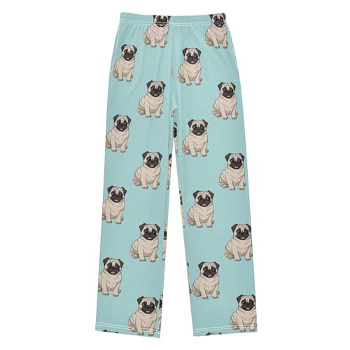 ZZKKO Cute Pugs Dog Light Blue Boys Pants for Kids Jogger Pants with Pockets S-XL