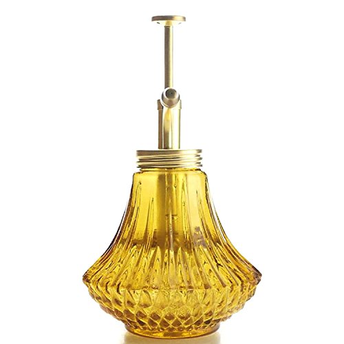 Purism Style Plant Mister- Amber Color Glass Bottle & Brass Sprayer (Matt Gold)
