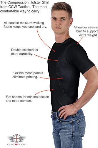 Concealed Carry Holster Shirt | Secure Hook & Loop Pocket with Large Storage | Mens Crew2