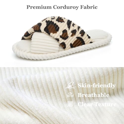 Image of GOEWY Slippers for Women Memory Foam House Bedroom Corduroy Crossbands Open Toe Slides Sandals Shoes Comfy Trendy Gift for womens Anti-Skid sole