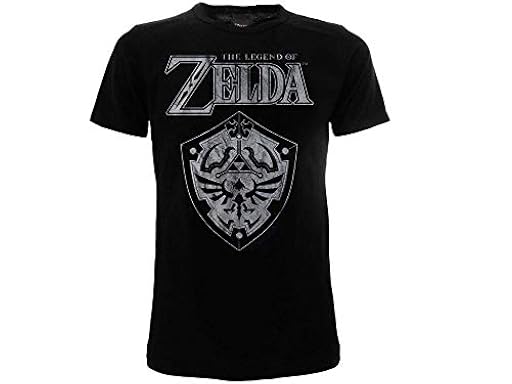 Zelda-Legend of Camiseta Negra Original Nintendo 100% Producto Oficial Proteger Shiled T-Shirt Hombre (L) | Ya disponible en tu tienda friki favorita! En mundofriki.es!