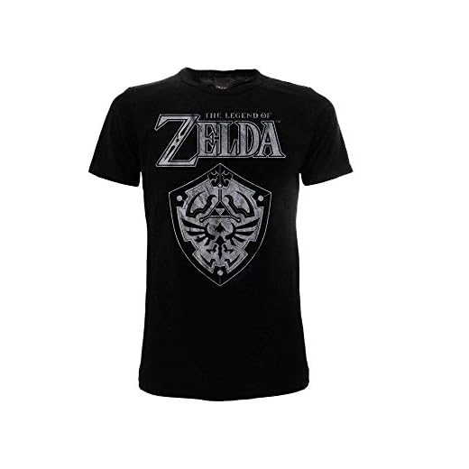 Explorando los Mágicos Productos de "The Legend of Zelda: Tears of the Kingdom" 4 Zelda-Legend of Camiseta Negra Original Nintendo 100% Producto Oficial Proteger Shiled T-Shirt Hombre (L)
