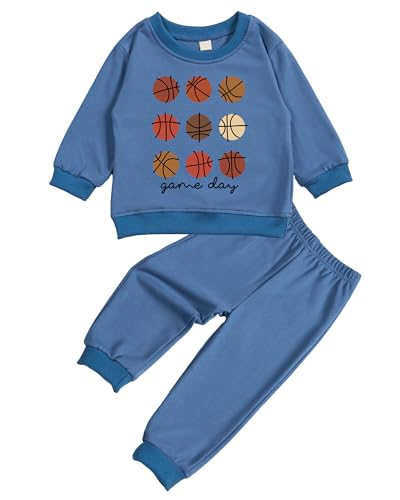 Toddler Baby Basketball Long Sleeve Sweatshirt Top Jogger Pants Set Cute Fall Winter Clothes Set