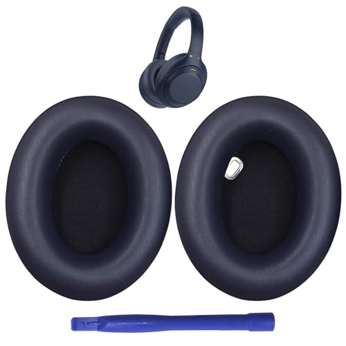 MusiDianTang Almohadillas de repuesto para auriculares Sony WH-1000XM4 (WH1000XM4), almohadillas con espuma de aislamiento de ruido, grosor añadido, sin afectar al sensor (azul marino)