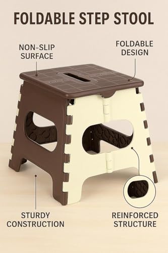 Image of 12-Inch Super Strong Folding Step Stool for Adults & Kids - Foldable Sitting Stool for Home, Kitchen, Garden, Travel - Durable Plastic Feces for Home Use (12 INCH Stoll)